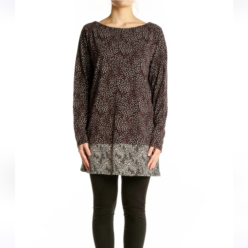 J.Jill Women's Long Sleeve Top Purple Black Pullover Two Toned Blouse Size LP